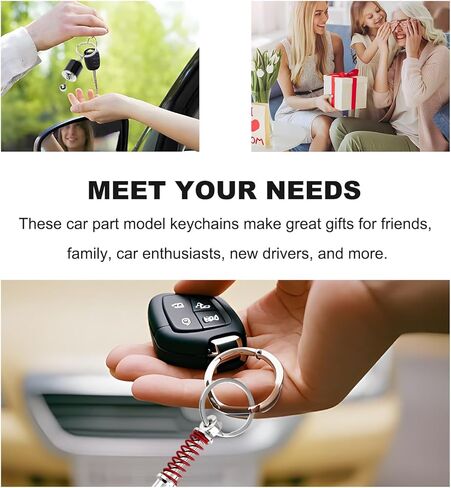 5 قطع من سلاسل المفاتيح لنماذج أجزاء السيارة، سلسلة مفاتيح أنيقة ومبتكرة لقطع غيار السيارات، مجموعة حلقات مفاتيح توربو معدنية لمحبي السيارات in Kuwait