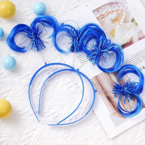 2 Pcs Blue Ponytail Headband Feathers Hair Wig Headwear Accessories for Costume Cosplay Party School Festivals in Saudi Arabia