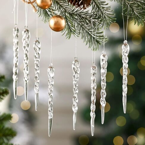 48PCS Christmas Tree Plastic Hanging Decoration 5inch Clear Icicle Ornaments Set for Christmas New Year Holiday Wedding Winter Party Decor in Saudi Arabia