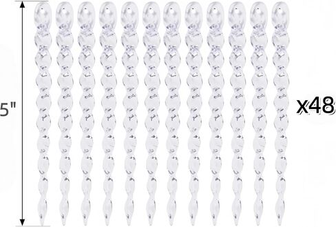 48PCS Christmas Tree Plastic Hanging Decoration 5inch Clear Icicle Ornaments Set for Christmas New Year Holiday Wedding Winter Party Decor in Saudi Arabia