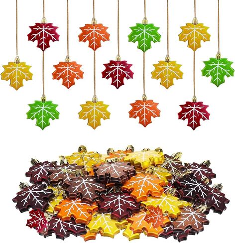16 Pcs Thanksgiving Ornaments for Black Halloween Tree – Vintage Fall Harvest Hanging Decorations,Rustic Wooden Maple Leaf Party Decor for Fall Tree,Home,Shelf,or Holiday Display in Kuwait