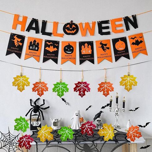 16 Pcs Thanksgiving Ornaments for Black Halloween Tree – Vintage Fall Harvest Hanging Decorations,Rustic Wooden Maple Leaf Party Decor for Fall Tree,Home,Shelf,or Holiday Display in Kuwait