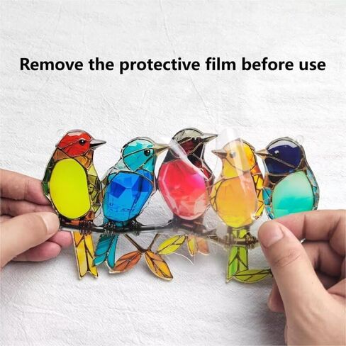 1PC Group of Birds Acrylic Suncatcher Hanging, 7.08 inch Window Decor with Printed Stained Glass Style Design, Rainbow Maker Wall Art, Gift Idea & Garden Ornament Indoor Outdoor Use/DW-09 in Saudi Arabia