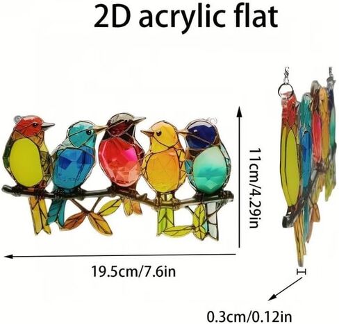 1PC Group of Birds Acrylic Suncatcher Hanging, 7.08 inch Window Decor with Printed Stained Glass Style Design, Rainbow Maker Wall Art, Gift Idea & Garden Ornament Indoor Outdoor Use/DW-09 in Saudi Arabia