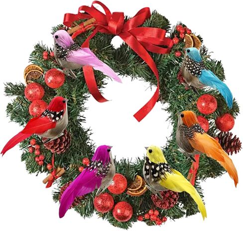 12 قطعة الطيور الاصطناعية الربيع الملونة الريش رصدت الطيور وهمية مع كليب لعيد الفصح إكليل الحرفية شجرة عيد الميلاد الديكور in Kuwait