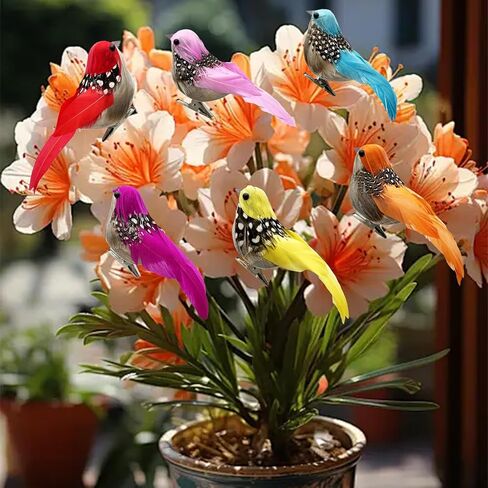 12 قطعة الطيور الاصطناعية الربيع الملونة الريش رصدت الطيور وهمية مع كليب لعيد الفصح إكليل الحرفية شجرة عيد الميلاد الديكور in Kuwait