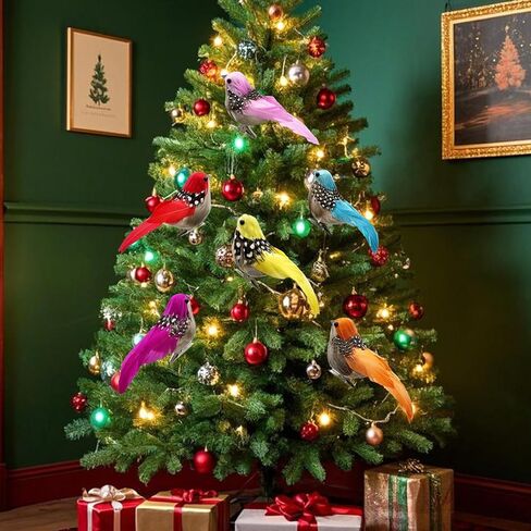 12 قطعة الطيور الاصطناعية الربيع الملونة الريش رصدت الطيور وهمية مع كليب لعيد الفصح إكليل الحرفية شجرة عيد الميلاد الديكور in Kuwait