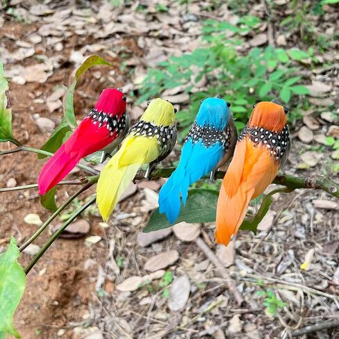 12 قطعة الطيور الاصطناعية الربيع الملونة الريش رصدت الطيور وهمية مع كليب لعيد الفصح إكليل الحرفية شجرة عيد الميلاد الديكور in Kuwait