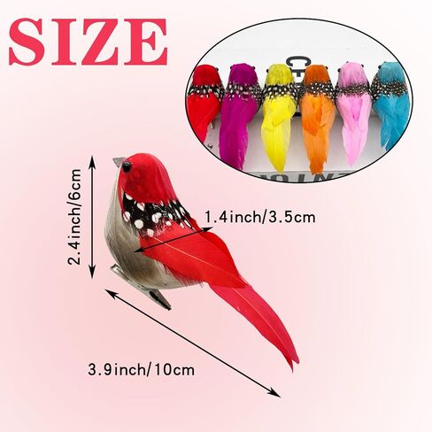 12 قطعة الطيور الاصطناعية الربيع الملونة الريش رصدت الطيور وهمية مع كليب لعيد الفصح إكليل الحرفية شجرة عيد الميلاد الديكور in Kuwait