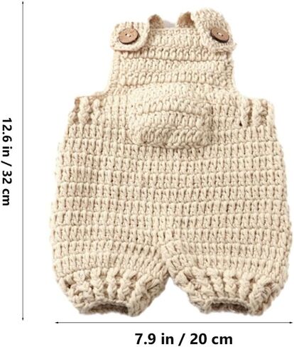 LOGOFUN Crochet Bunny Outfit Newborn Photoshoot Easter Costume with Carrot Prop Knitted Overalls Adorable Design in Saudi Arabia