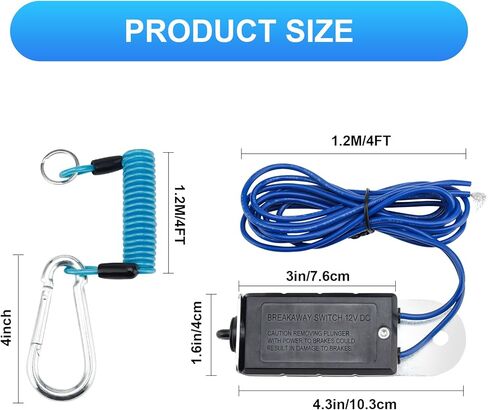 ترقية مفتاح انفصال المقطورة، كابل ملفوف للفرامل Noctilucent بطول 4 أقدام مع حلقة تسلق كبيرة وسلك سحب زنبركي من الفولاذ المقاوم للصدأ، مفتاح استراحة الطوارئ للمقطورات RV in Kuwait