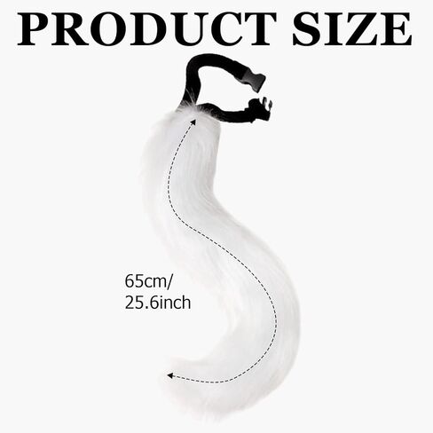 Wolf Fox Ears and Tail Set White Wolf Fox Ears and Animal Tail Cosplay Costume, Furry Therian Tail and Ear Leather Bell Collar Set for Halloween Christmas Women Men in Saudi Arabia