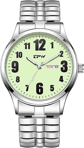 Gosasa Easy-to-Read Men’s Quartz Watch Large Numbers Luminous Elastic Strap Stainless Steel Stretch Band Waterproof Watches in Saudi Arabia