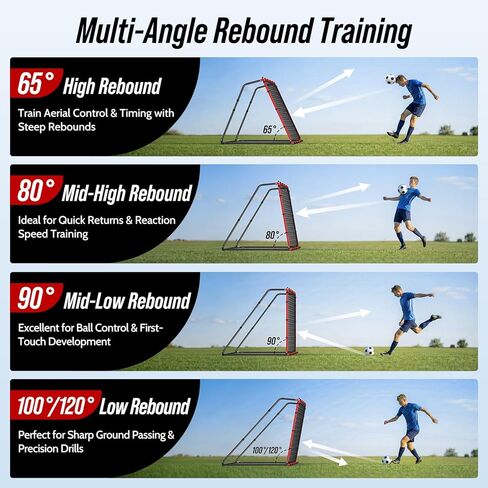 4-in-1 Soccer Rebounder Net – Ultra-Responsive Rebound for Shooting, Passing, Ball Control & Ground Pass Training, Also Includes Standard Soccer Goal Net for Backyard Games & Fun in Kuwait