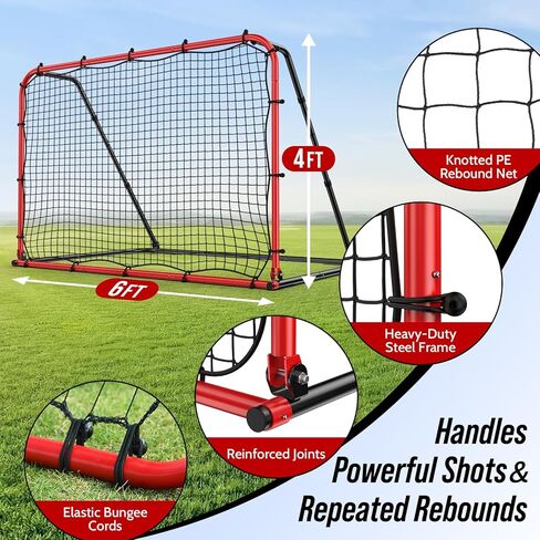 4-in-1 Soccer Rebounder Net – Ultra-Responsive Rebound for Shooting, Passing, Ball Control & Ground Pass Training, Also Includes Standard Soccer Goal Net for Backyard Games & Fun in Kuwait