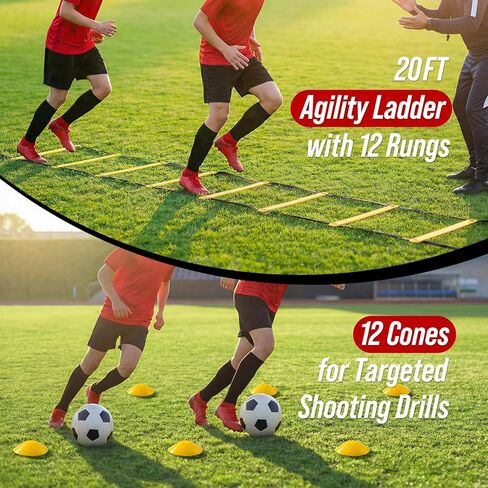 4-in-1 Soccer Rebounder Net – Ultra-Responsive Rebound for Shooting, Passing, Ball Control & Ground Pass Training, Also Includes Standard Soccer Goal Net for Backyard Games & Fun in Kuwait