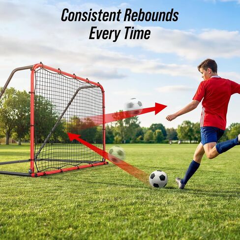 4-in-1 Soccer Rebounder Net – Ultra-Responsive Rebound for Shooting, Passing, Ball Control & Ground Pass Training, Also Includes Standard Soccer Goal Net for Backyard Games & Fun in Kuwait