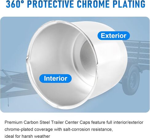4PCS 5.15inch Trailer Wheel Center Caps Fit 5.15" Center Bore for Truck SUV RV Wheels Rims Trailer Carbon Steel Push Through 4.31" Tall Hub Covers Chrome Silver in Saudi Arabia