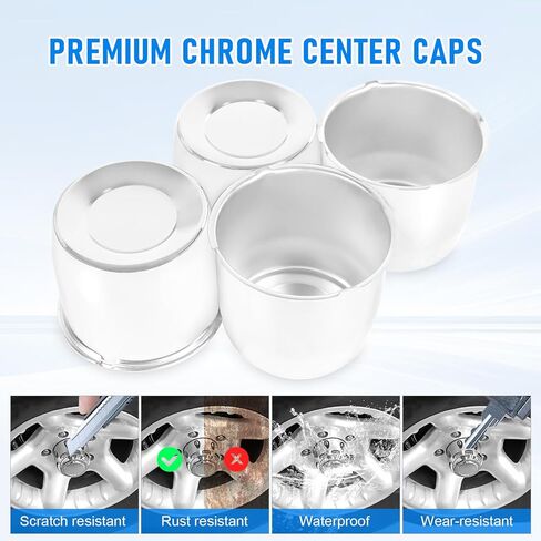 4PCS 5.15inch Trailer Wheel Center Caps Fit 5.15" Center Bore for Truck SUV RV Wheels Rims Trailer Carbon Steel Push Through 4.31" Tall Hub Covers Chrome Silver in Saudi Arabia