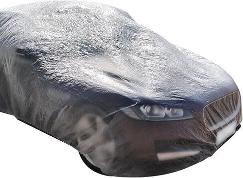 1 Pack Clear Plastic Disposable Car Cover, Temporary Universal Protective Rain Dust Garage Cover for SUV Sedan MPV Trucks (12.5ft x 21.5ft) in Saudi Arabia