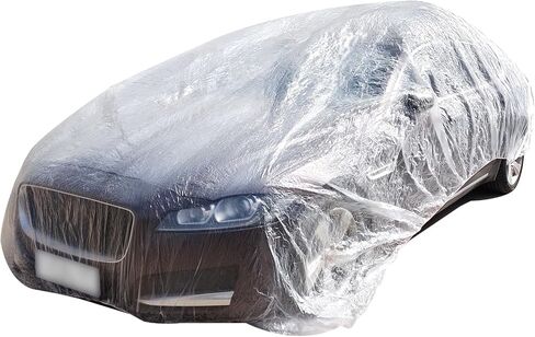 1 Pack Clear Plastic Disposable Car Cover, Temporary Universal Protective Rain Dust Garage Cover for SUV Sedan MPV Trucks (12.5ft x 21.5ft) in Saudi Arabia