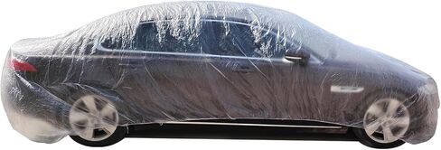 1 Pack Clear Plastic Disposable Car Cover, Temporary Universal Protective Rain Dust Garage Cover for SUV Sedan MPV Trucks (12.5ft x 21.5ft) in Saudi Arabia