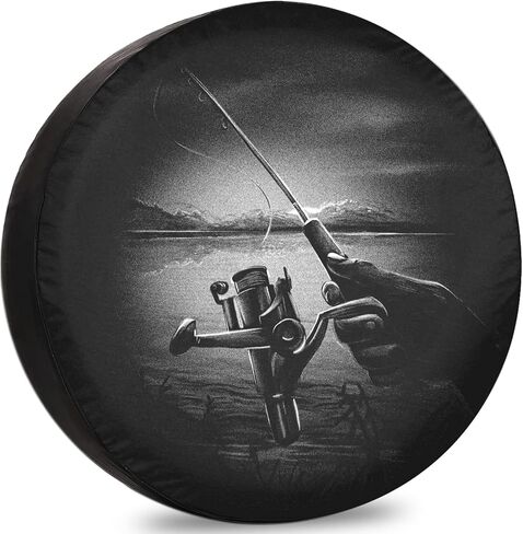 غطاء إطار احتياطي RV يد الصيد مع بكرة مقاومة للطقس والغبار عالمية للمقطورة SUV Van Camp Travel Trailer 12 بوصة 13 بوصة 14 بوصة 15 بوصة 16 بوصة 17 بوصة in Kuwait