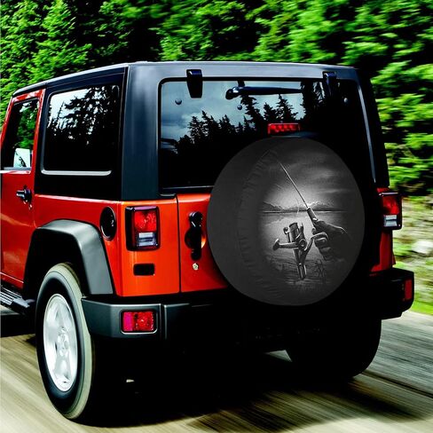 غطاء إطار احتياطي RV يد الصيد مع بكرة مقاومة للطقس والغبار عالمية للمقطورة SUV Van Camp Travel Trailer 12 بوصة 13 بوصة 14 بوصة 15 بوصة 16 بوصة 17 بوصة in Kuwait