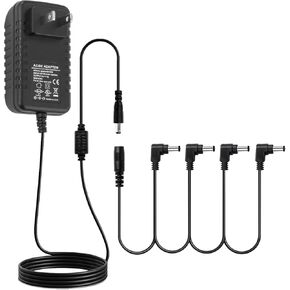 STRICH SPA-10 Guitar Pedal Power Supply Adapter (1000mA -1A) AC DC 9V with 4 Way Daisy Chain Pedal Cables, Compatible for Most Effect Pedals (Tip Negative), Black in Kuwait