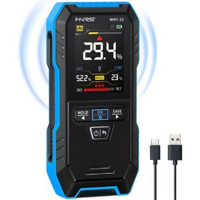 FNIRSI WMT-10 مقياس رطوبة الخشب القابل لإعادة الشحن، مقياس رطوبة بدون دبوس للخشب والحطب والجدار، يدعم الاحتفاظ بالبيانات وتسجيلها، مصباح يدوي، كاشف الرطوبة لبناء الخرسانة الخشبية in Kuwait