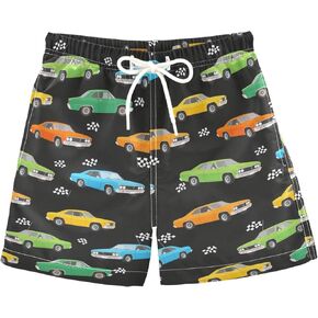 Pigsaly Retro Race Cars Boys Swim Trunks Machinery Trucks Toddler Beach Board Shorts Baby Summer Bathing Suit XS Multicoloured in Kuwait