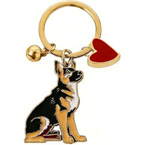 Cute German Shepherd Dog Keychain with Heart Charm, Kawaii Dog Keyring Pet Lover Keyring Gift in Kuwait