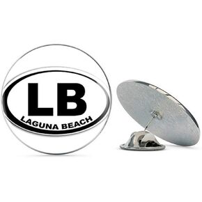 بيضاوي LB Laguna Beach (المدينة) معدني 0.75 بوصة قبعة طية صدر السترة دبوس ربط دبوس خلفي in Kuwait