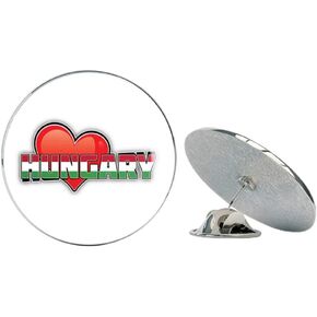 Hungary Art Heart Flag Travel Slogan Round Metal 0.75" Lapel Pin Hat Shirt Pin Tie Tack Pinback in Kuwait