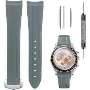 Premium Liquid Silicone Watch Strap 20mm, Compatible with Omega Speedmaster Professional Moonwatch 42mm, Seamaster & Swatch x Omega MoonSwatch, Soft Rubber Band with Fine Linear Texture in Kuwait