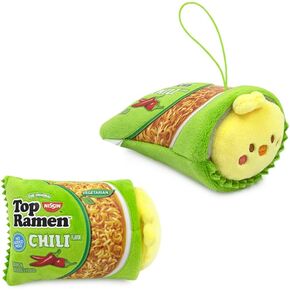 سلسلة مفاتيح من القطيفة على شكل حيوانات محشوة من أنيرولز - دمية لعبة ساحرة لزينة رامين الرسمية | ناعم، اسفنجي، لطيف، ضوضاء مجعدة، آمن| هدية عيد ميلاد كتكوت بنكهة الفلفل الحار معكرونة تشيكيرول 4 بوصة in Kuwait