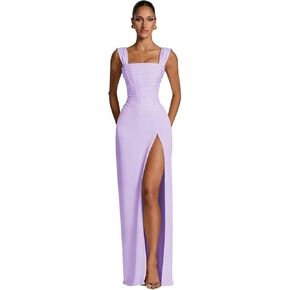 VCCICANY Women's Chiffon Prom Dresses 2026 Mermaid Corset Ruched Spaghetti Straps Long Cocktail Party Dress with Slit in Kuwait