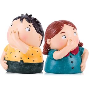 Funny Bathroom Decor Boy and Girl Holding Nose Statue Set,Humorous Toilet Shelf Decor,Cute Conversation Starter Figurines,Unique Gag Gift for Housewarming,4.3-Inch Tall (Yellow Blue) in Kuwait