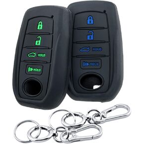 2 قطعة 4 أزرار سيليكون مفتاح ذكي فوب ل 2026 2025 2024 2023 تويوتا كورولا كراون 2025 2026 كامري مفتاح فوب غطاء (أسود مع أحمر/أزرق) in Kuwait