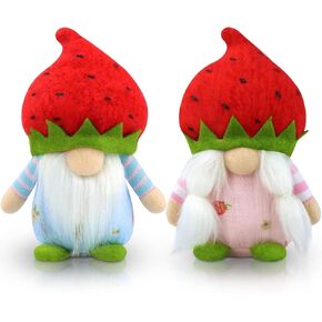 مجموعة Gehydy مكونة من 2 تماثيل الربيع لتزيين عيد الفصح والصيف والفراولة جنوم ديكور يدوي للمنزل والمطبخ صينية متدرجة in Kuwait