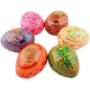 Easter Painted Eggs Wooden Ukrainian Pysanky Pysanka. Polish Pisanki. Czech Kraslice. Set of 6 in Kuwait