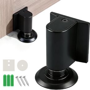 سدادات الباب المغناطيسية، سدادة الباب شديدة التحمل، توقف الباب المعدني على الأرض، حامل الباب لا يتوقف عن لاصق الحفر ومسامير مغناطيس قوي يبقي الباب مفتوحًا (أسود) in Kuwait