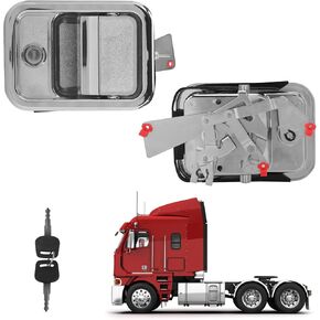 Door Handle with Lock Cylinder & Keys Compatible with 2003-2014 Freightliner Argo/Century Class/Columbia/Coronado, Exterior Front Left Side Door Handle Kit, Replace for 760-5202, A1842228002 in Kuwait