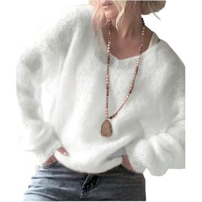 سترة حريمي من Urchics برقبة على شكل V غامضة من مزيج الموهير المخملي، بلوفر كاجوال وردي مغبر للخريف والشتاء in Kuwait