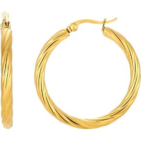 Thin Gold Hoop Earrings Hypoallergenic 18K Gold Plated Twisted Hoop Earrings for Women,Large Intertwined Hoops Non Tarnish for Women 20/35/40MM in Saudi Arabia