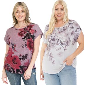 LEEBE Women's Plus Size 3/4 Sleeve Print Top (1X-5X) in Kuwait