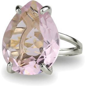Silver Rose Quartz Ring - Teardrop Pear Shape Gemstone - January Birthstone Jewelry - Self Love Statement Ring in Kuwait