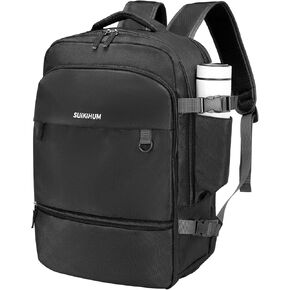 حقيبة ظهر للسفر للرجال والنساء، حقيبة ظهر للكمبيوتر المحمول، قماش أكسفورد مقاوم للماء، تناسب كمبيوتر محمول مقاس 16 بوصة، مضادة للسرقة وحزام الأمتعة، أسود in Kuwait