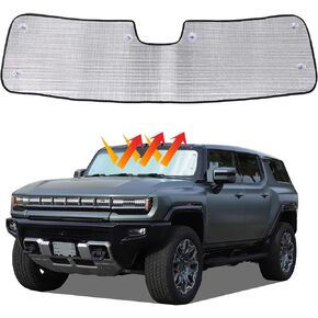 مظلة شمس للسيارة للزجاج الأمامي متوافقة مع ملحقات هامر EV 2022 2023 2024 2025 SUV/SUT حاجب زجاجي أمامي حاجب من الشمس عازل للحرارة قابل للطي يمنع حماية الخصوصية in Kuwait