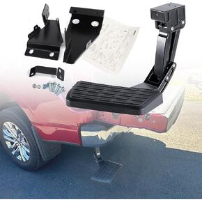 F150 عتبة السرير الخلفية لسيارة Ford F-150 2021 2022 2023 (باستثناء العادم المزدوج) خطوة جانبية لسرير الشاحنة قابلة للسحب ومصد الباب الخلفي استبدال # 75328-01A 7532801A in Kuwait